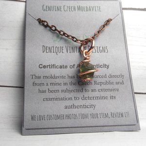 Real Raw Moldavite Copper Cage Pendant with 24” chain